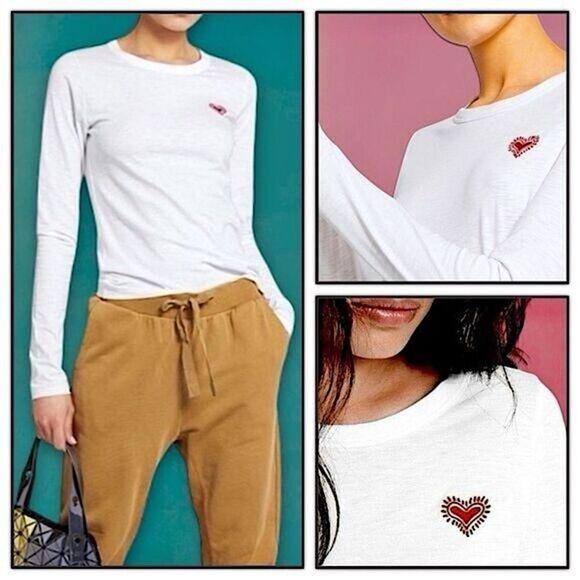 Rag & Bone Embroidered Heart Long Sleeve Tee - Picture 12 of 16